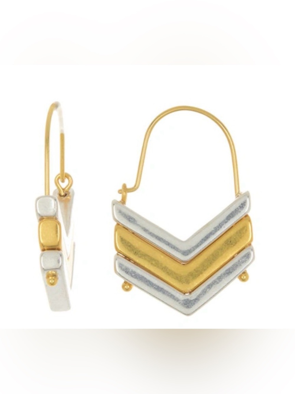 Madewell Chevron Layered Hoop Earrings in Gold and Silver Tones
